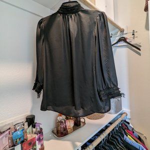 Zara mock Neck Satin Blouse